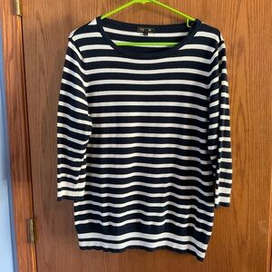 Lety & Me Navy and White Striped Women's 3/4 sweater size Large
